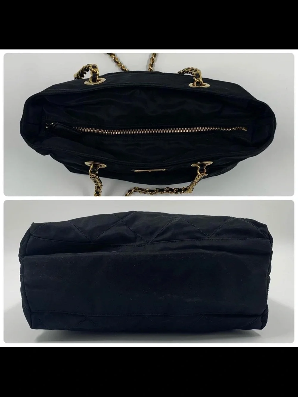 Prada Black Quilted Nylon Chain Tote